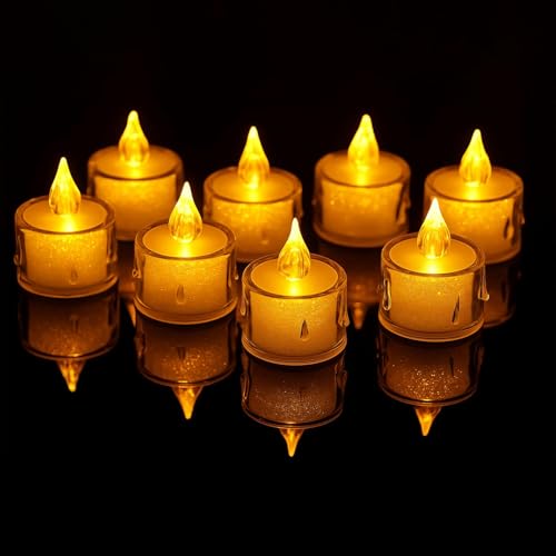 DECOVAA Crystal LED Tealight Candles, Battery-Operated Flameless Tea Lights Safe for Kids & Pets, Smokeless Decorative Candles for Home Décor, Diwali, Wedding & Home Decoration (Pack of 24) - Image 1