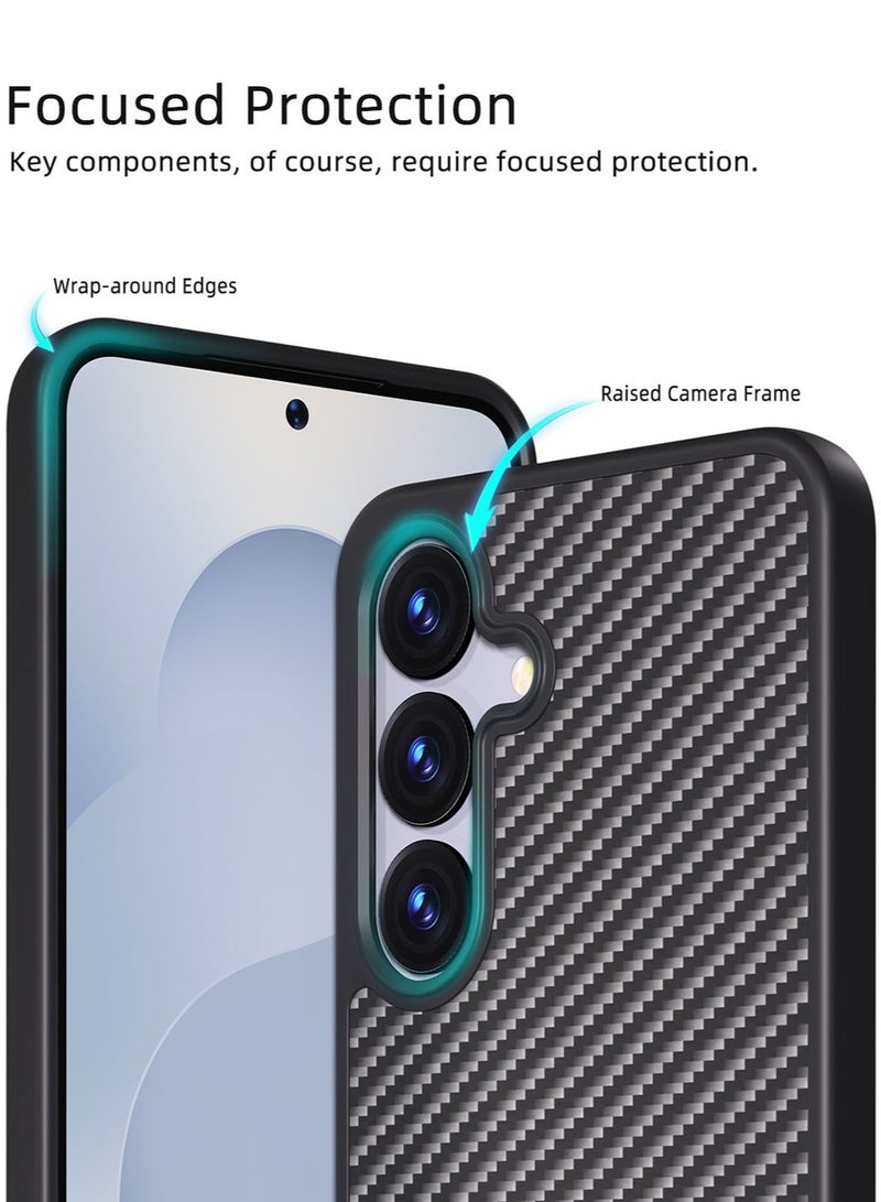 MONOCARBON Real Carbon Fiber Samsung Galaxy S25 Case Cover MagSafe Compatible Mil Grade Scratch Resistant - Matte Black - Image 4
