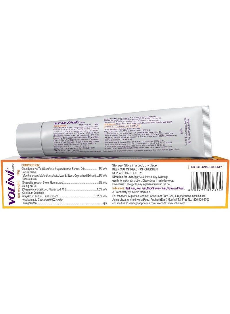 Volini of Active Pain Relief Gel 50g 2 packs - Image 3