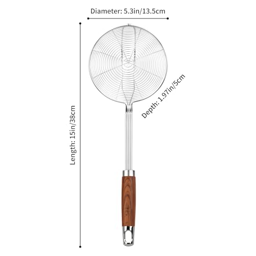 ChefBee 5.3" Spider Strainer Skimmer Spoon with Handle, Stainless Steel Wire Strainer Ladle for Cooking and Frying, Kitchen Utensils Slotted Pasta Spoon, Fryer Scoop - Image 2