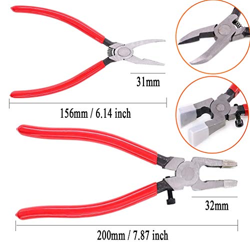 Qovydx 5Pcs Glass Running Breaking Pliers Stained Glasses Grozer Cutting Plier Glass Cutters Tools Glass Grozing Tool Breaker Cutting Oil Tool with Rubber Tips - Image 2