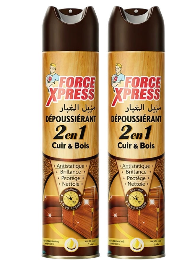 بخاخ فورس إكسبريس للأثاث الخشبي والجلدي، عبوتان × 300 مل