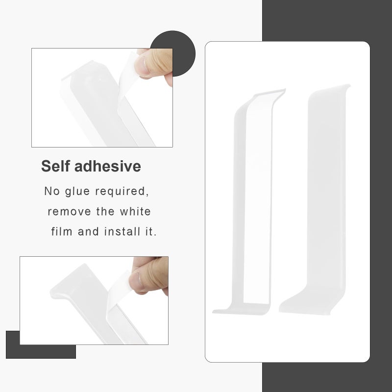 COUKIU Self Adhesive Baseboard Corner Blocks, 4inch(Width)3 Inside + 3 Outside Corners-Connector Between The Wall Base Cove Base Rubber Moulding Trim, Perfect Match for Our S100 Baseboard(White) - Image 5