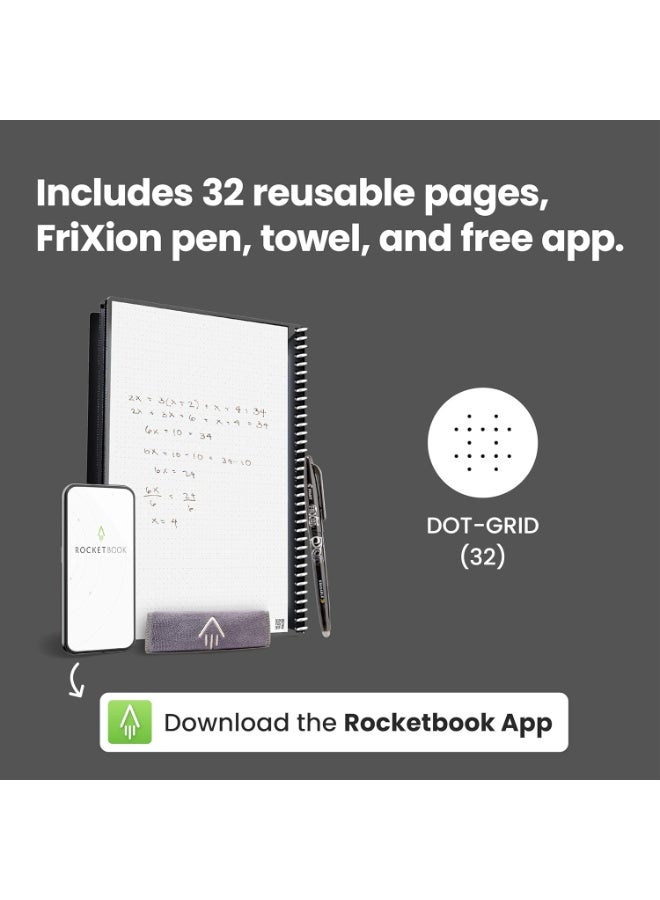 Rocketbook Smart Reusable Notebook – Letter Size 21.6 × 27.9 cm, Dot-Grid Pages, Includes Pilot Frixion Pen & Microfiber Cloth, Eco-Friendly Cloud-Connected Notebook - Image 4