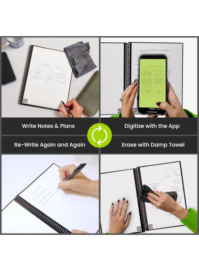 Rocketbook Smart Reusable Notebook – Letter Size 21.6 × 27.9 cm, Dot-Grid Pages, Includes Pilot Frixion Pen & Microfiber Cloth, Eco-Friendly Cloud-Connected Notebook - Image 2