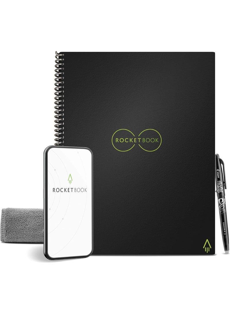 Rocketbook Smart Reusable Notebook – Letter Size 21.6 × 27.9 cm, Dot-Grid Pages, Includes Pilot Frixion Pen & Microfiber Cloth, Eco-Friendly Cloud-Connected Notebook - Image 1