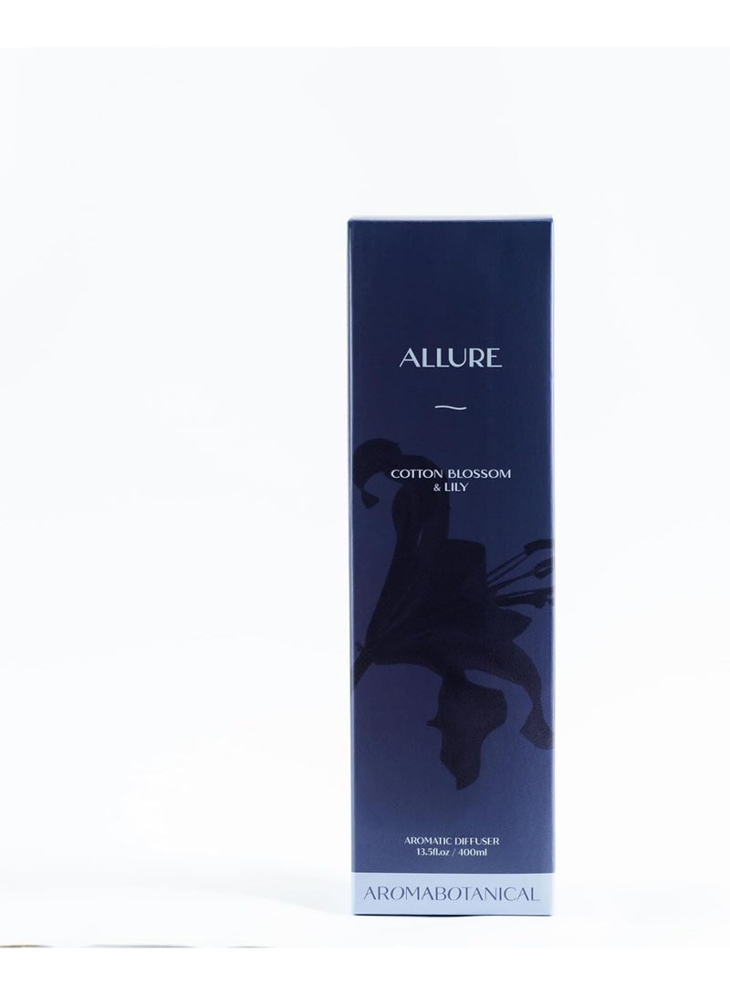 ALLURE Reed Home Diffuser Set 400ml – Cotton Blossom & Lily | Free 8 Fabric Reed Sticks | Stress Relief & Aromatherapy | Long-Lasting, Smoke-Free Air Freshener for Home & Office - Image 4