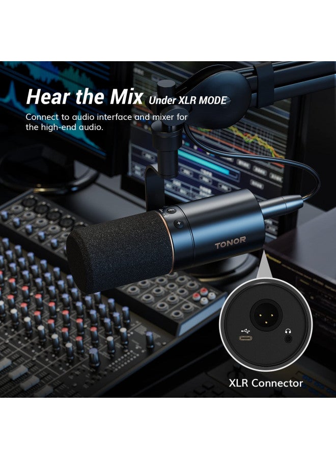 TONOR TONOR Dynamic Microphone, USB/XLR PC Microphone for Podcast, Recording, Live Streaming & Gaming, XLR Cardioid Studio Mic Music Voice-Over with Quick Mute, Headphone Output, Volume Control TD510  - Image 5