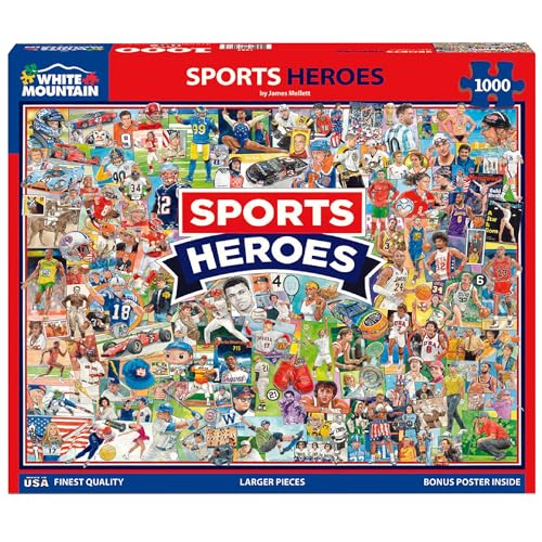 White Mountain 1000 Piece Jigsaw Puzzle Iconic Athletes Collage Puzzles with Large Pieces for Adults and Family 24x30 Sports Heroes - Image 3