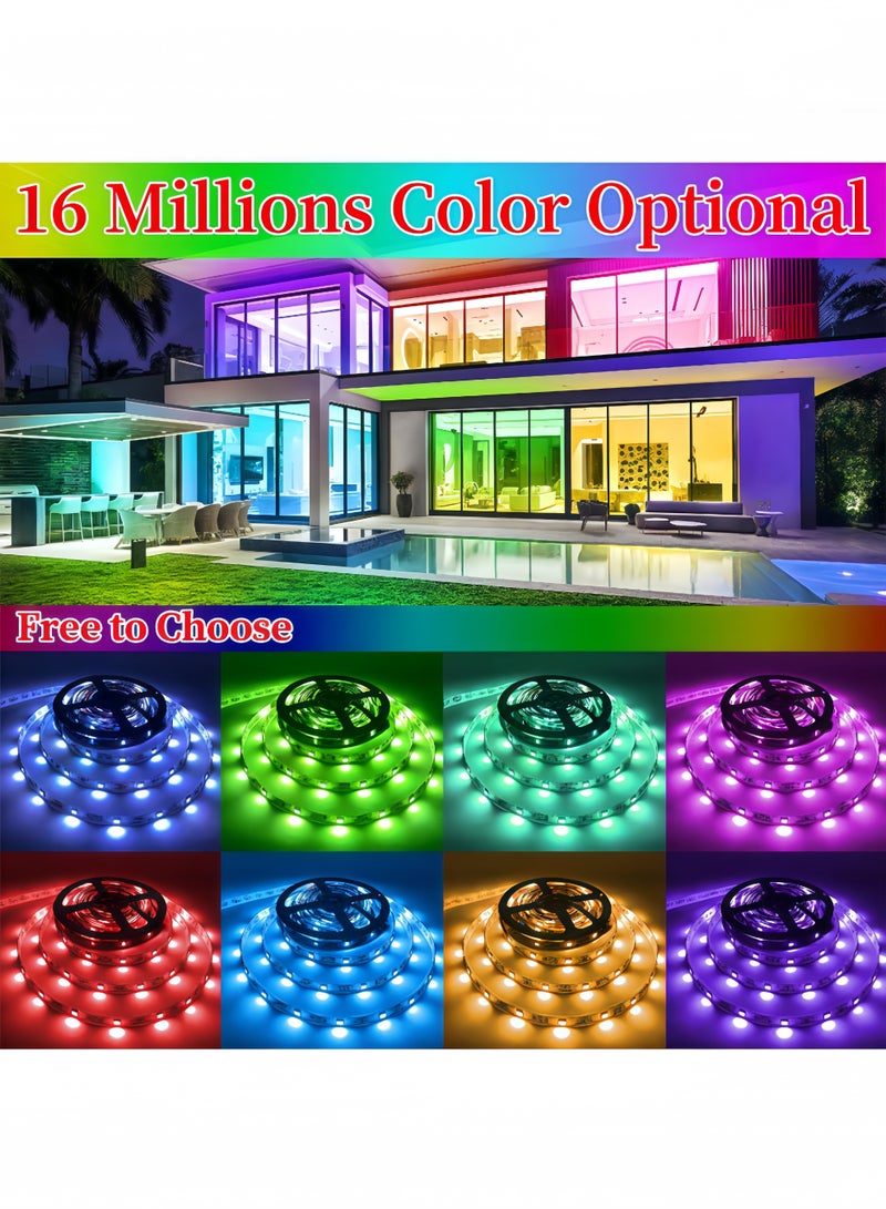 بيتشجوي 5 متر أضواء LED شريطية RGB مع تطبيق وريموت 44 زر، إضاءة ذكية لغرف النوم مع سطوع قابل للتعديل، مثالية لحفلات وديكور المنزل  - Image 3