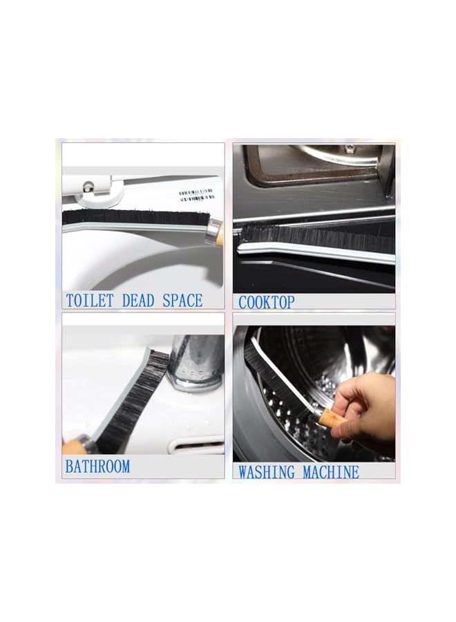 promass Hard Bristle Crevice Cleaning Brush, New Multifunctional Crevice Cleaning Tool, Hard-bristled Gap Cleaning Brush, Thin Skinny Cleaning Brush for Tight Spaces Groove (Wood Handle) - Image 3