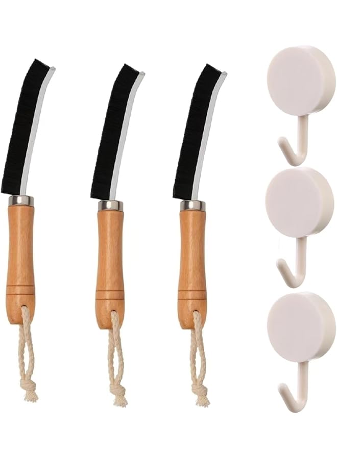 promass Hard Bristle Crevice Cleaning Brush, New Multifunctional Crevice Cleaning Tool, Hard-bristled Gap Cleaning Brush, Thin Skinny Cleaning Brush for Tight Spaces Groove (Wood Handle) - Image 1