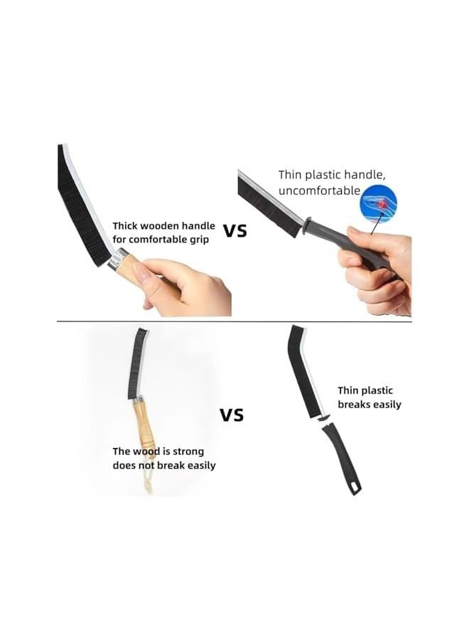 promass Hard Bristle Crevice Cleaning Brush, New Multifunctional Crevice Cleaning Tool, Hard-bristled Gap Cleaning Brush, Thin Skinny Cleaning Brush for Tight Spaces Groove (Wood Handle) - Image 2