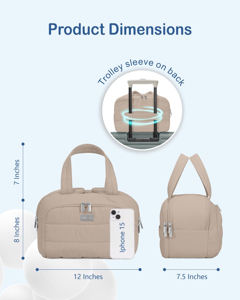TOPDesign Travel Toiletry Bag for Women, Puffer Large Toiletry Bag, Lightweight Cosmetic Makeup Organizer with Handle for Traveling, Accessories, Essentials, Toiletries (Camel) - Image 3