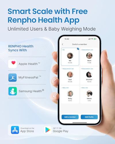 RENPHO ميزان RENPHO الذكي، ميزان حمام رقمي للوزن، ميزان مع مؤشر كتلة الجسم، نسبة الدهون في الجسم، كتلة العضلات، تحليل تكوين الجسم، ميزان بلوتوث دقيق للغاية مع تطبيق، 400 رطل، أبيض-إليس 1 - Image 4