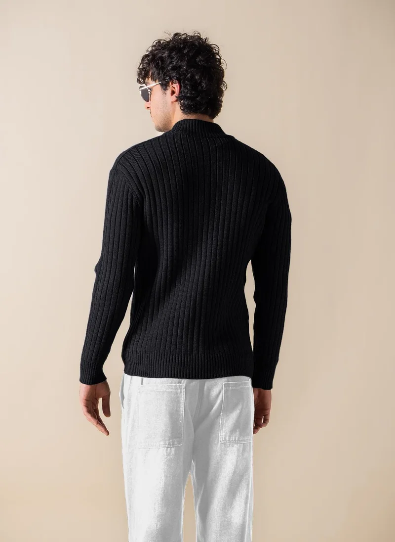 SHAPES TEXTURED CARDIGAN WITH ZIP