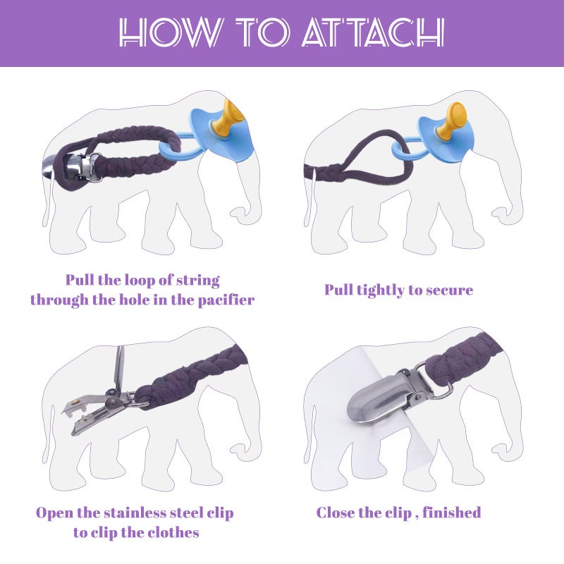 Duludulu 7 Pcs Braided Pacifier Clip Baby Girls for Boys, Handmade Cotton Pacifier Holder Binky Clips Fits All Pacifiers Modern Unisex Smoother Clip Baby Gifts - Image 4