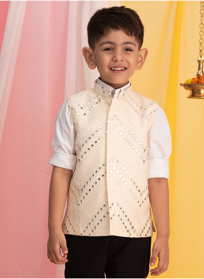 PRASHA - Boys' Cream Nehru Jacket - Image 1