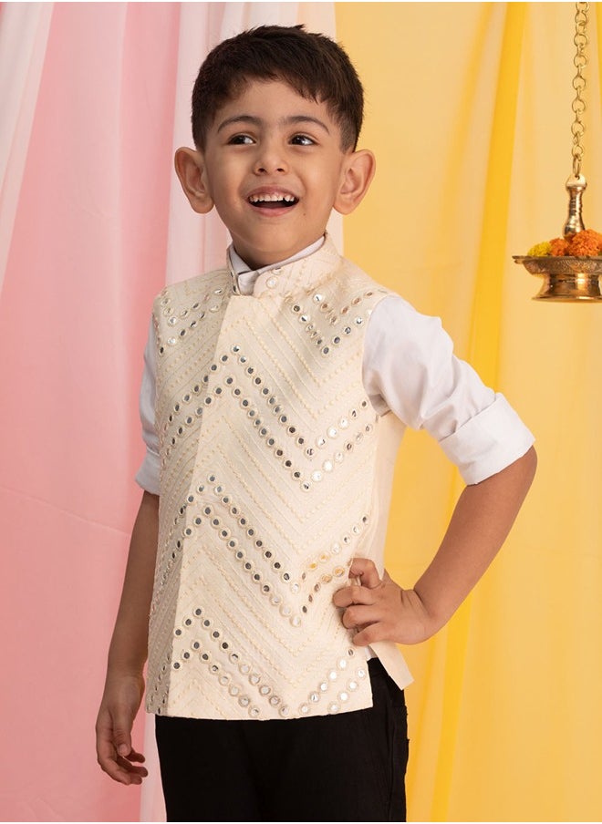 PRASHA - Boys' Cream Nehru Jacket - Image 1