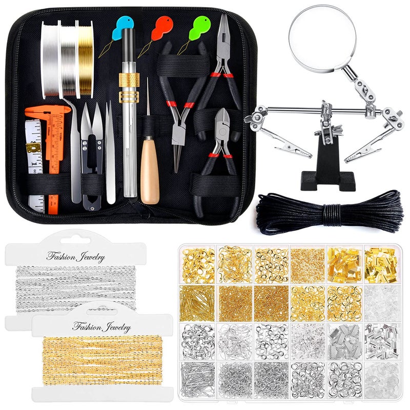 shynek Jewelry Making Kits for Adults, Jewelry Making Supplies Kit with Jewelry Making Tools, Earring Charms, Jewelry Wires, Jewelry Findings and Helping Hands for Jewelry Making and Repair - Image 1