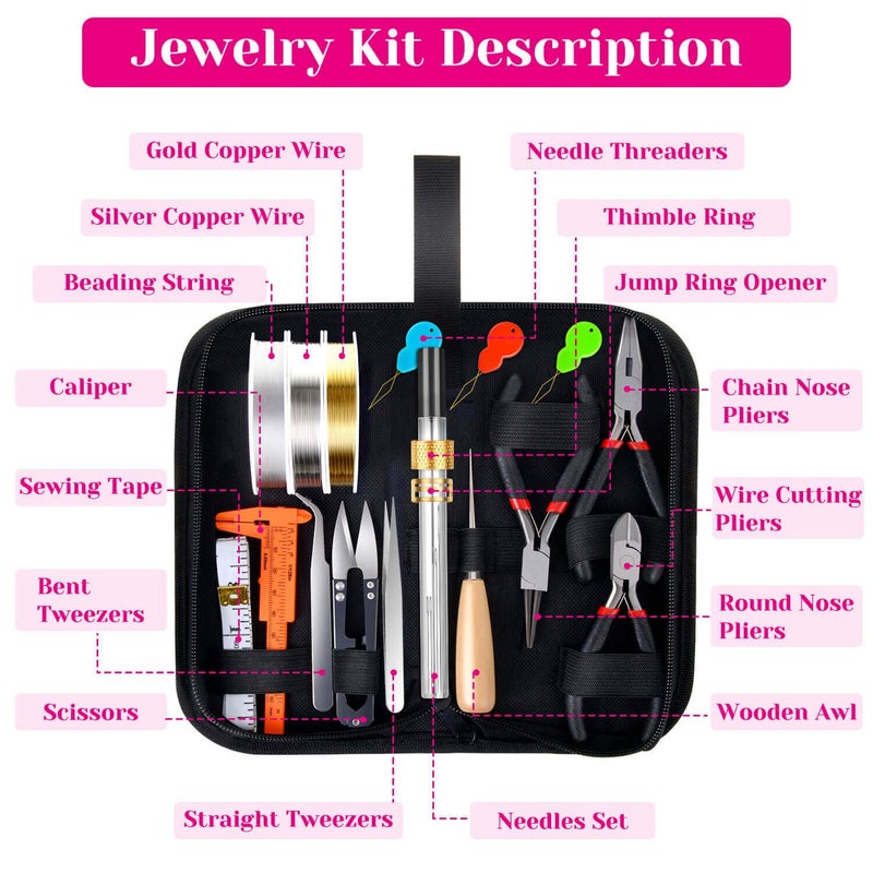 shynek Jewelry Making Kits for Adults, Jewelry Making Supplies Kit with Jewelry Making Tools, Earring Charms, Jewelry Wires, Jewelry Findings and Helping Hands for Jewelry Making and Repair - Image 2