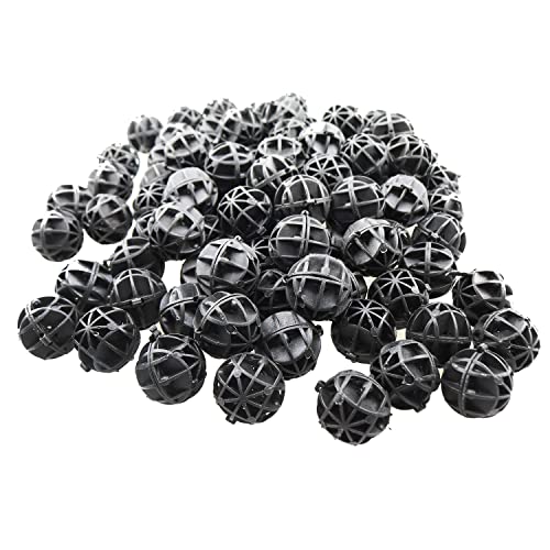 MEETOOT Bio Balls 100pcs Black 16mm Biological Balls Filter Media with Sponge Aquarium Filter Media Tank Bio Balls for Air Pump Clean Fish Tank Pond Sponge Media - Image 1