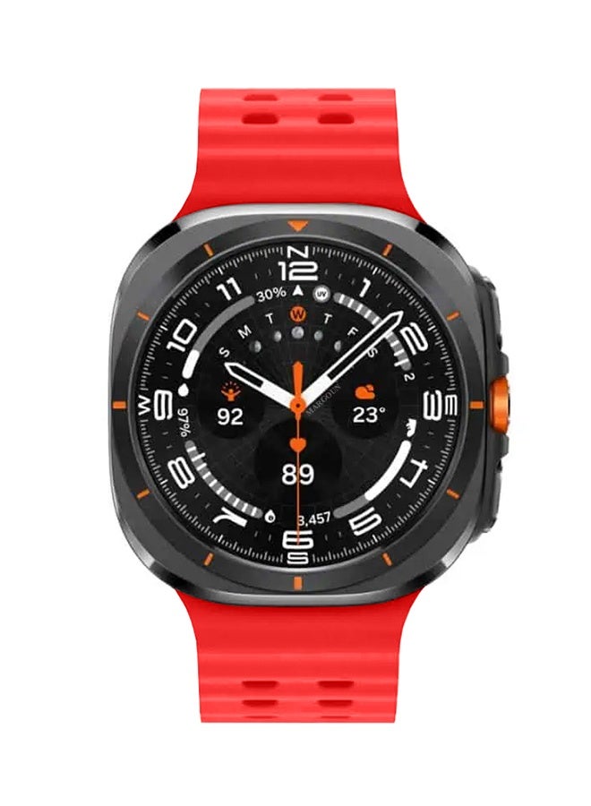 MARGOUN Strap Silicone Replacement for Samsung Galaxy Watch 8 Ultra Band 47mm, Rugged Soft Ocean Silicone Sport Accessory Fit for Samsung Galaxy Watch Ultra Band Dual Row Hole - Red - Image 4