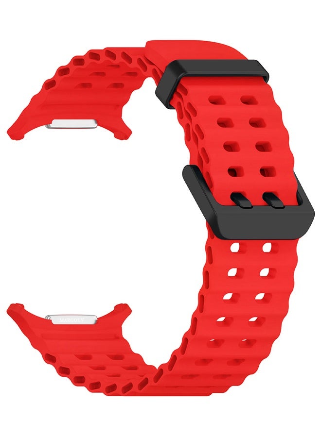 MARGOUN Strap Silicone Replacement for Samsung Galaxy Watch 8 Ultra Band 47mm, Rugged Soft Ocean Silicone Sport Accessory Fit for Samsung Galaxy Watch Ultra Band Dual Row Hole - Red - Image 2