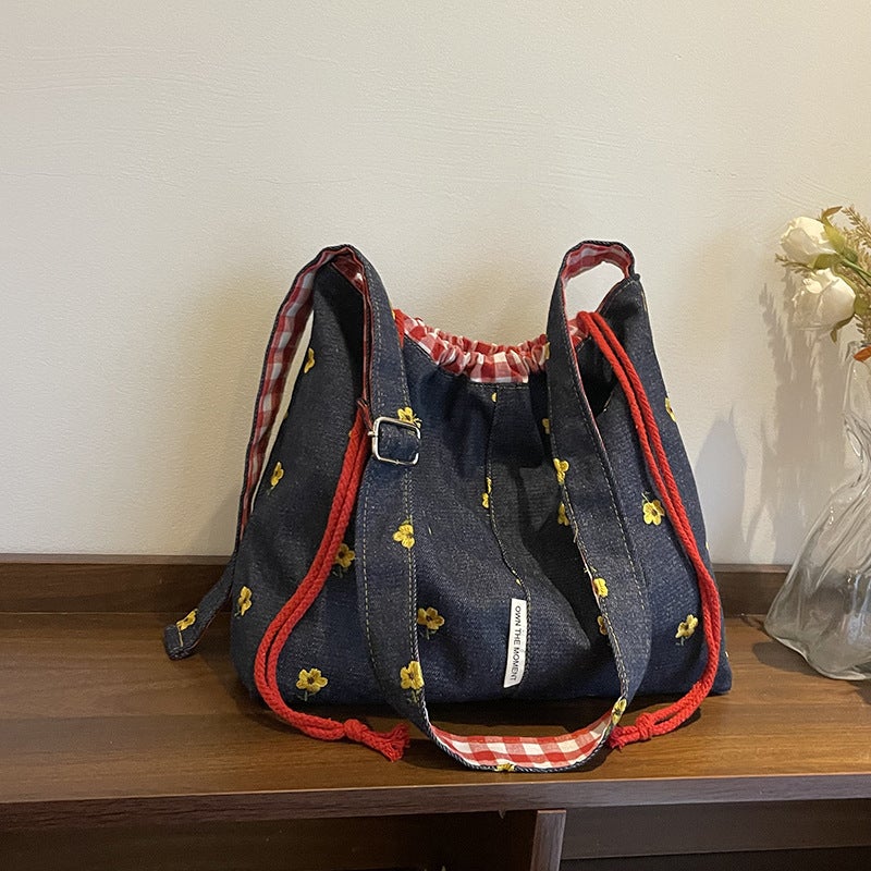 Casual Large Capacity Denim Bag Women'S Lightweight Easiest For Match Commuting Shoulder Crossbody Bag Bucket Bag - Image 1
