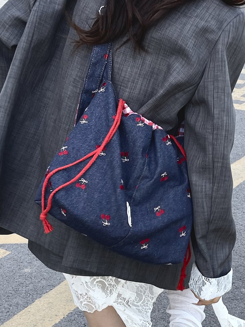Casual Large Capacity Denim Bag Women'S Lightweight Easiest For Match Commuting Shoulder Crossbody Bag Bucket Bag - Image 5