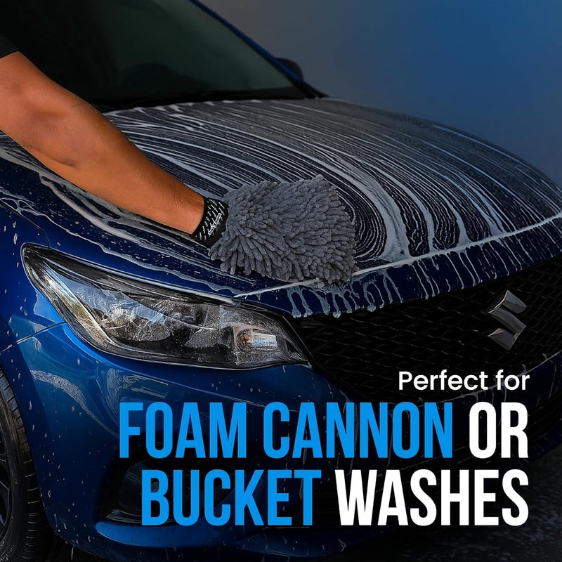 ShineXPro 2.7 Ltr Foam Car Wash Shampoo With 2Pcs 400GSM Microfiber Cloth & Wash Mitt - Thick Foam With Shine Enhancing Formula - Image 3
