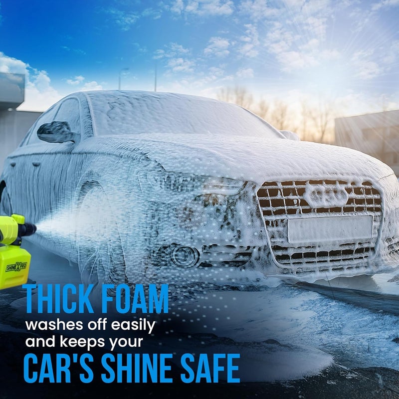 ShineXPro 2.7 Ltr Foam Car Wash Shampoo With 2Pcs 400GSM Microfiber Cloth & Wash Mitt - Thick Foam With Shine Enhancing Formula - Image 5