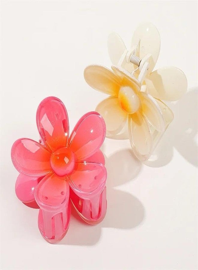 Radhya Accessories Big Gradient Glossy Flower Clawclip for Women (Pack of 2) hair clutchers for girls Hair Styling Hair Claws for Women - Image 3