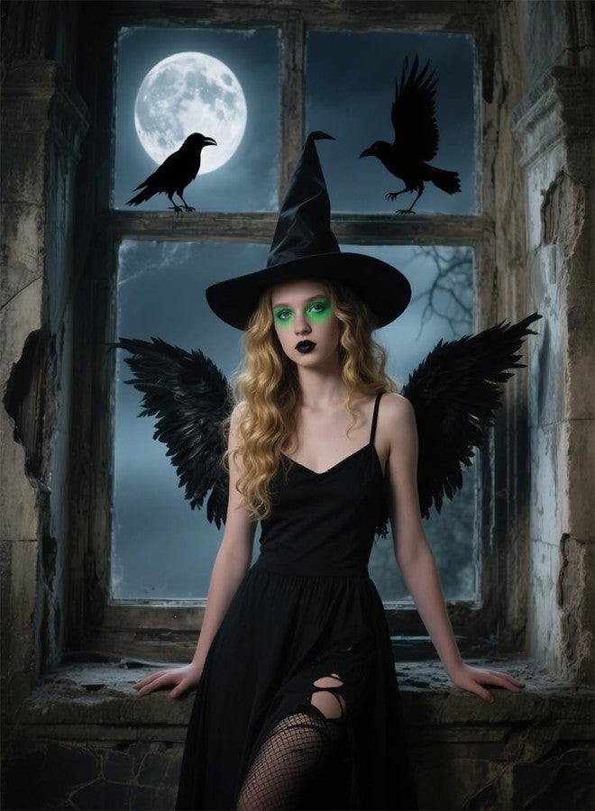 CLONG Black Wings Fallen Angel Costume Wings for Girls Devil Wings for Kids Halloween Women (Black, Medium) - Image 3