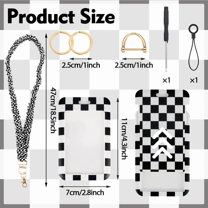 Nlicrst Scrunchie Lanyard Breakaway with ID Badge Holder - Grid Style Stretchy Lanyards with ID Badges and Key Rings Set, Ideal for Women Teachers Nurse Gifts, Work, School, Conference - Image 2