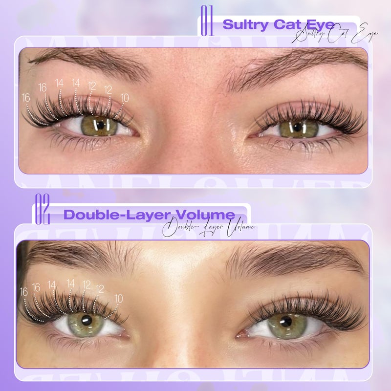 LANFLOWER Natural Lash Clusters Kit Wispy Lash Extension Kit Waterproof Lash Clusters C Curved Cluster Eyelash Extensions Kit 144pcs Individual Lashes 10-16mm Eyelash Extension Kit by Lanflower - Image 4