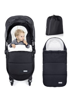 Orzbow Footmuff For Stroller,Christmas Gifts Weatherproof Anti-Kick Universal Toddler Sleeping Bag,Removable Warm Coral Fleece Lined Stroller Bunting Bag Footmuff（Black）  - Image 1