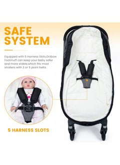 Orzbow Footmuff For Stroller,Christmas Gifts Weatherproof Anti-Kick Universal Toddler Sleeping Bag,Removable Warm Coral Fleece Lined Stroller Bunting Bag Footmuff（Black）  - Image 4