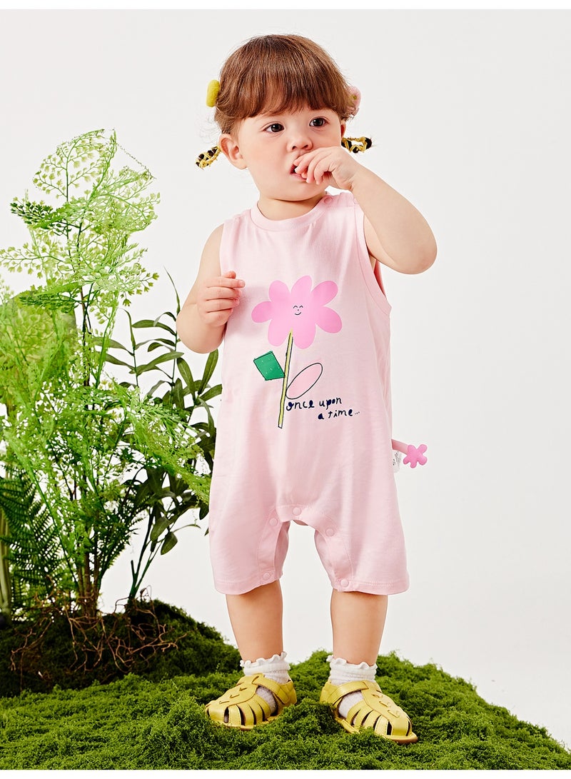 ميني بالا رومبير أطفال كاجوال للجنسين بدون أكمام للأنشطة الخارجية، برسومات زهور رائعة، نسيج فائق النعومة يسمح بمرور الهواء، رقبة دائرية كلاسيكية، لمسة جانبية جذابة، إغلاق سريع ومريح، مثالي للمرح اليومي وفي الهواء الطلق - Image 1