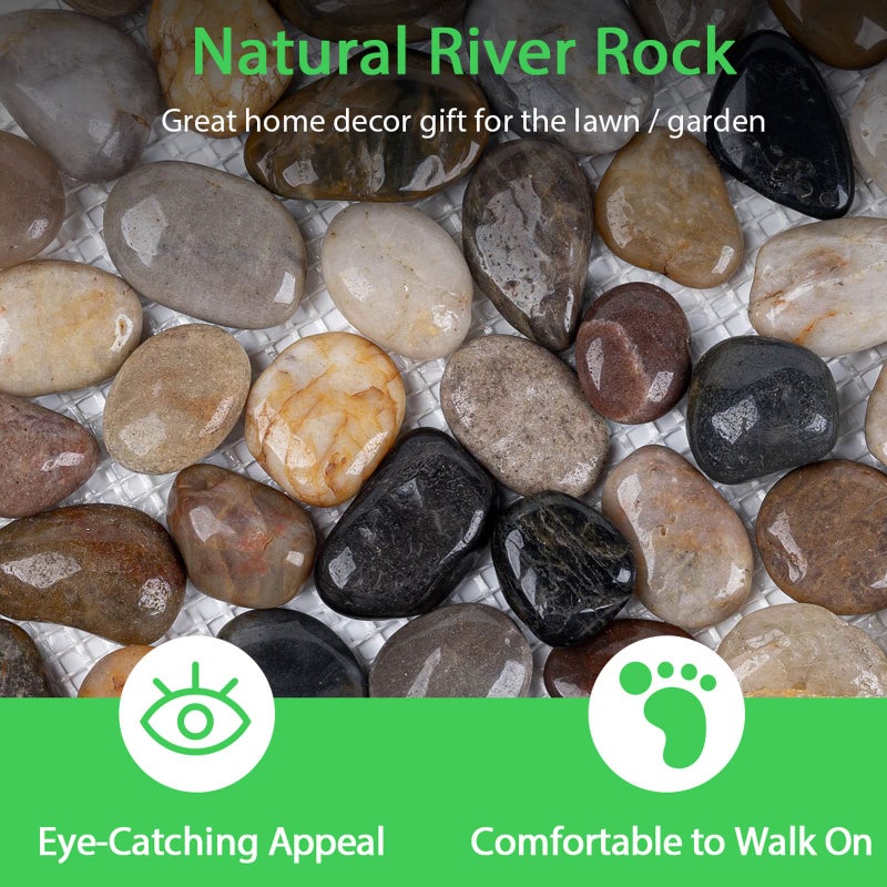 Qualdout River Rocks Stepping Stones Pavers Outdoor for Garden Walkway, Decorative Pebbles Polished Gravel for Backyard Lawn Patio Pathway Landscaping, Set of 6 (Hexagon) - Image 5