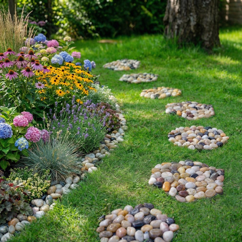 Qualdout River Rocks Stepping Stones Pavers Outdoor for Garden Walkway, Decorative Pebbles Polished Gravel for Backyard Lawn Patio Pathway Landscaping, Set of 6 (Hexagon) - Image 3