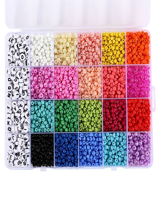 XiuWoo 3300-Piece Small Colourful Bracelet Beads With A-Z Alphabet Letter DIY Bead Making Kit With Rope - Image 1