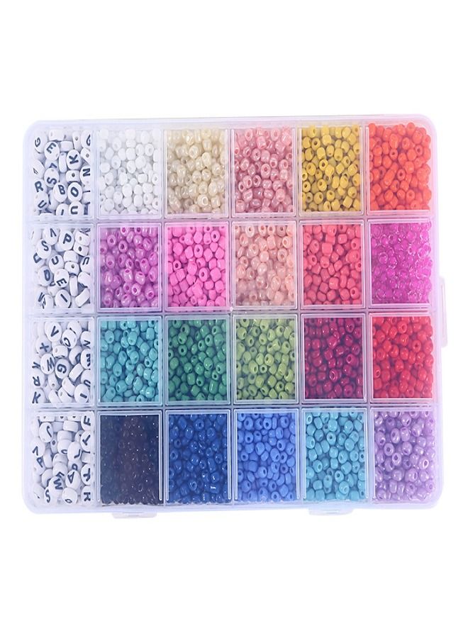 XiuWoo 3300-Piece Small Colourful Bracelet Beads With A-Z Alphabet Letter DIY Bead Making Kit With Rope - Image 2