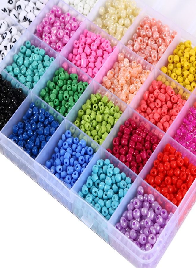 XiuWoo 3300-Piece Small Colourful Bracelet Beads With A-Z Alphabet Letter DIY Bead Making Kit With Rope - Image 3