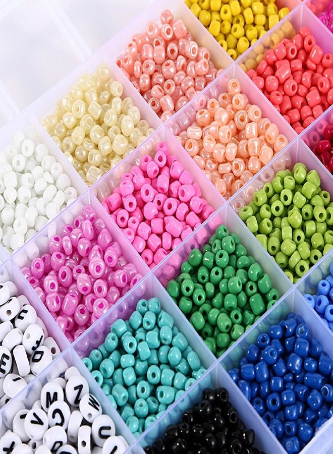 XiuWoo 3300-Piece Small Colourful Bracelet Beads With A-Z Alphabet Letter DIY Bead Making Kit With Rope - Image 4