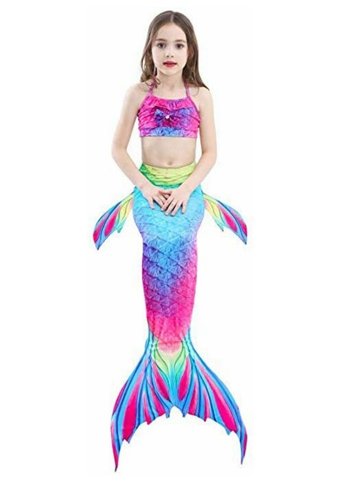 Cool Baby COOLBABY Girls Three-piece Children's Mermaid Swimsuit Mermaid Tail Swimsuit Mermaid Costume Swimwear (110 Sizes) - Image 2