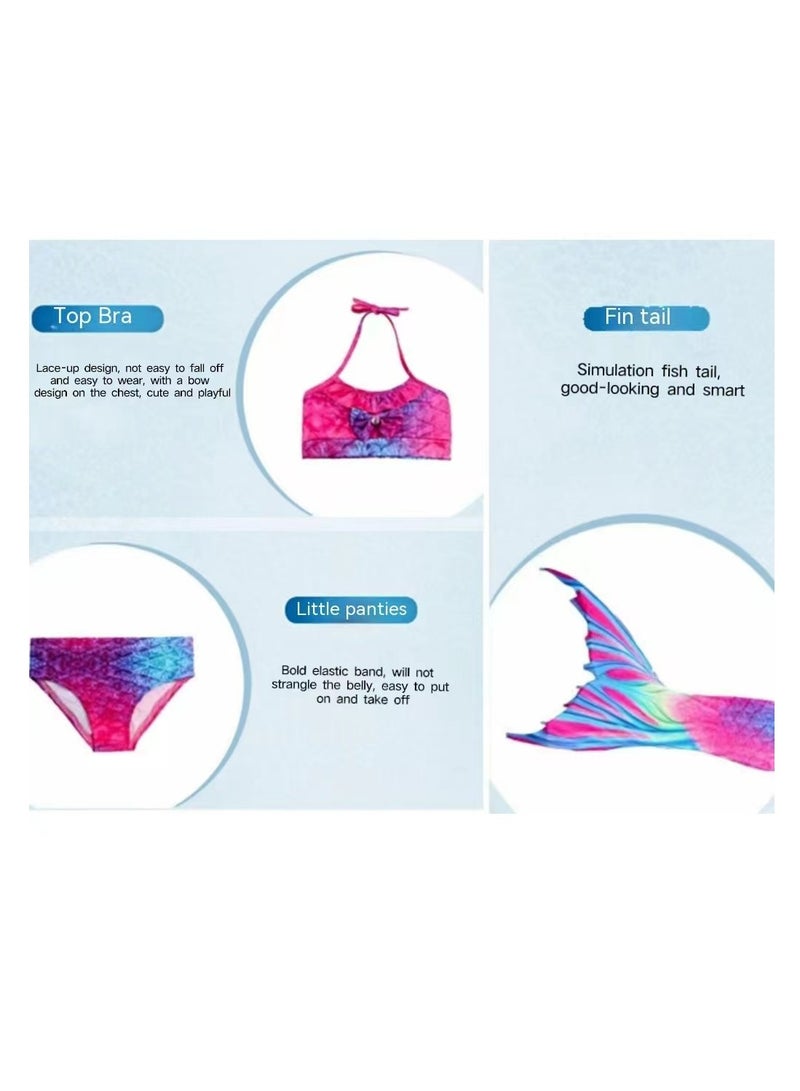 Cool Baby COOLBABY Girls Three-piece Children's Mermaid Swimsuit Mermaid Tail Swimsuit Mermaid Costume Swimwear (110 Sizes) - Image 5