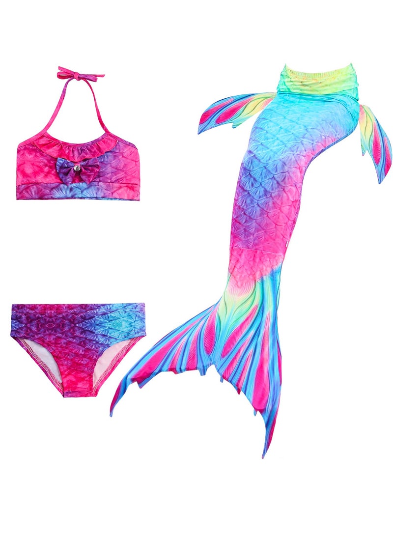 Cool Baby COOLBABY Girls Three-piece Children's Mermaid Swimsuit Mermaid Tail Swimsuit Mermaid Costume Swimwear (110 Sizes) - Image 1