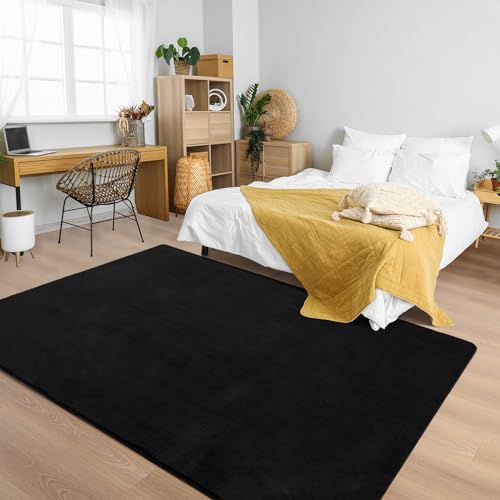 Andecor Soft Area Rug 4x6 Black Washable Rugs for Living Room Bedroom Indoor Fluffy Carpets for Dorm Boys Girls Kids Room Nursery Home Decorations - Image 3