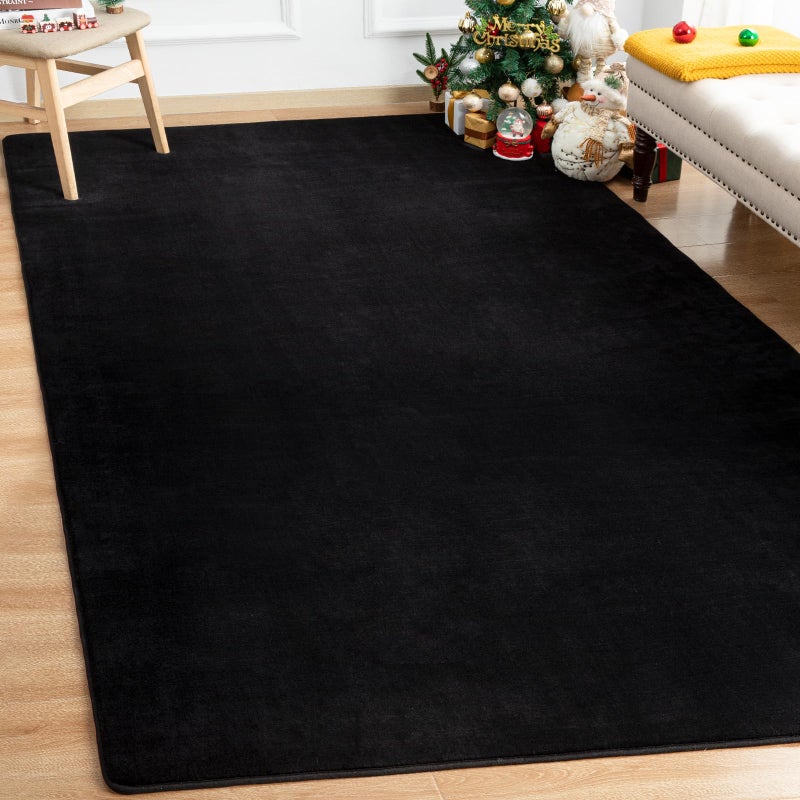 Andecor Soft Area Rug 4x6 Black Washable Rugs for Living Room Bedroom Indoor Fluffy Carpets for Dorm Boys Girls Kids Room Nursery Home Decorations - Image 2